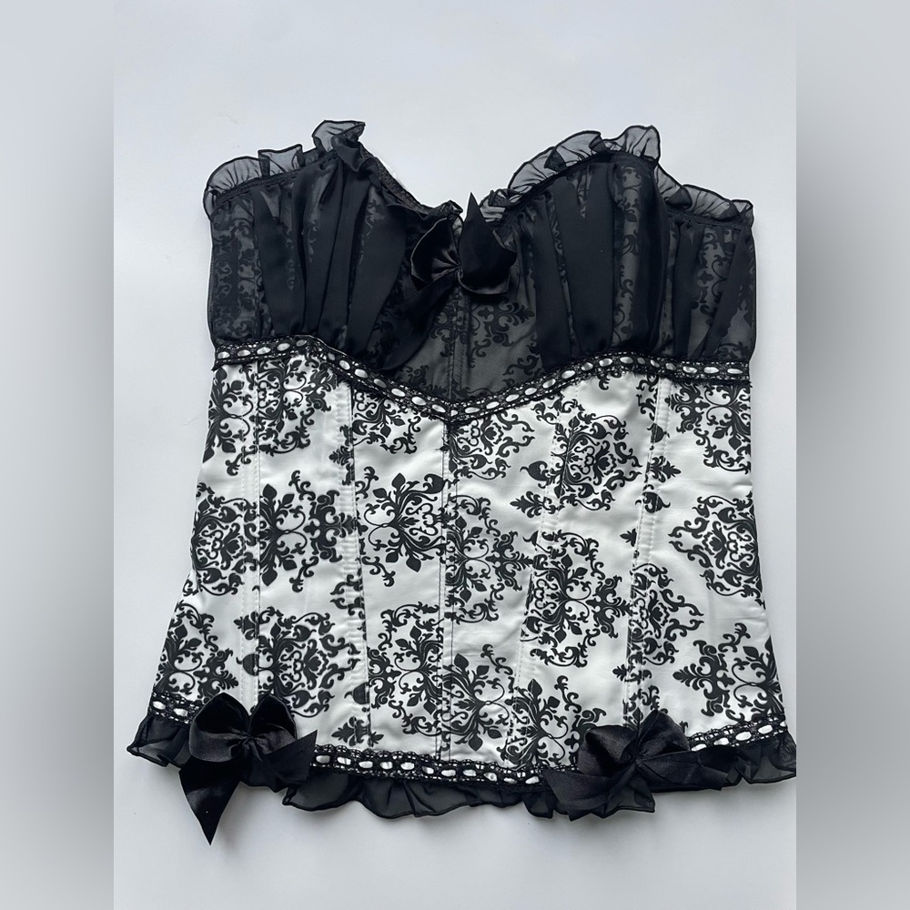 Black and White Lace Corset Top